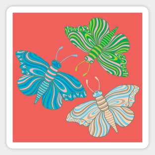 BOHO BUTTERFLIES with Retro Groovy Hippie Psychedelic Wings - UnBlink Studio by Jackie Tahara Magnet